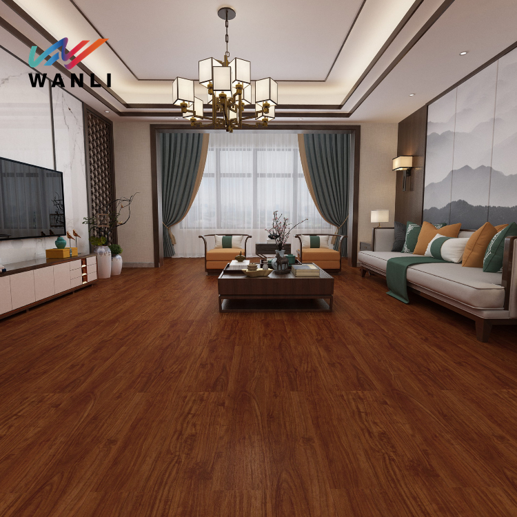 Enhanced Core Dark Brown Interlocking Tiles SPC Flooring from China